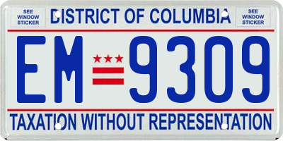 DC license plate EM9309