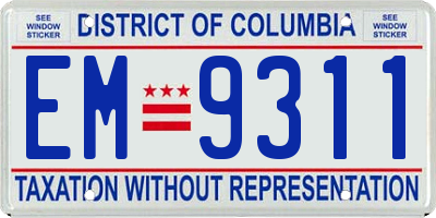 DC license plate EM9311