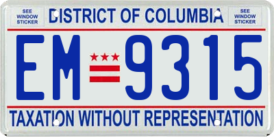 DC license plate EM9315