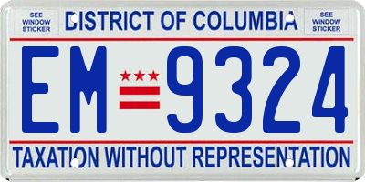 DC license plate EM9324