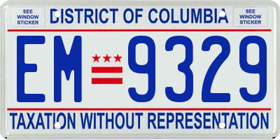 DC license plate EM9329