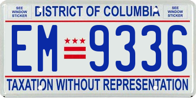 DC license plate EM9336