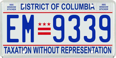 DC license plate EM9339
