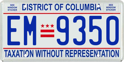 DC license plate EM9350