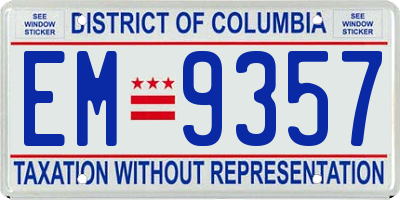 DC license plate EM9357