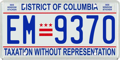 DC license plate EM9370