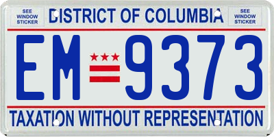 DC license plate EM9373