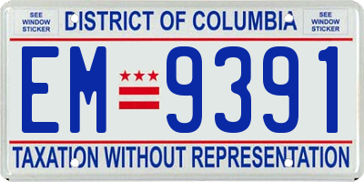 DC license plate EM9391
