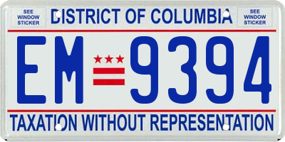 DC license plate EM9394
