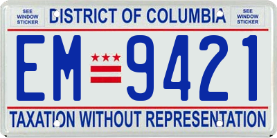 DC license plate EM9421