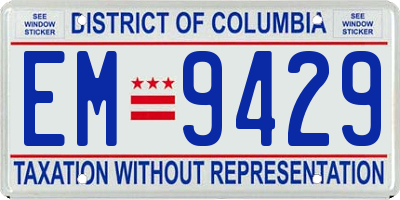 DC license plate EM9429