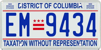 DC license plate EM9434