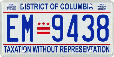 DC license plate EM9438