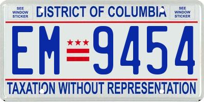 DC license plate EM9454