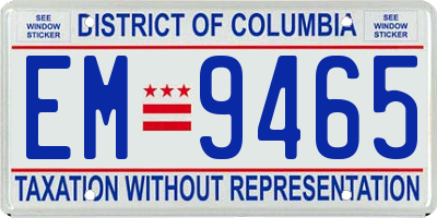 DC license plate EM9465