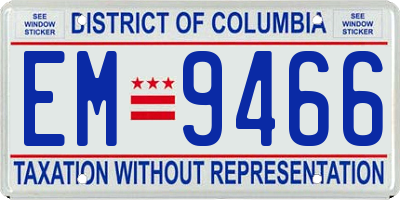 DC license plate EM9466