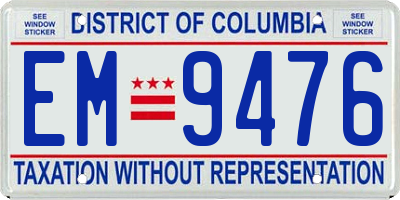 DC license plate EM9476