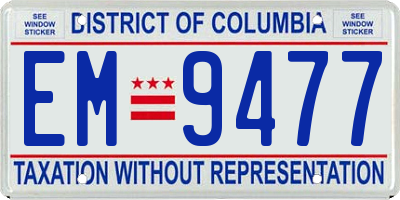 DC license plate EM9477