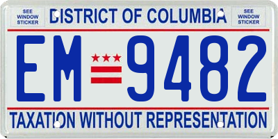 DC license plate EM9482