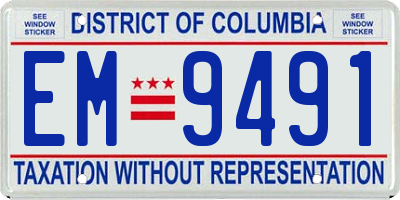 DC license plate EM9491