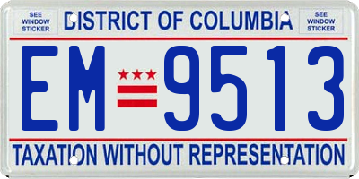 DC license plate EM9513