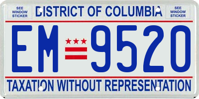 DC license plate EM9520