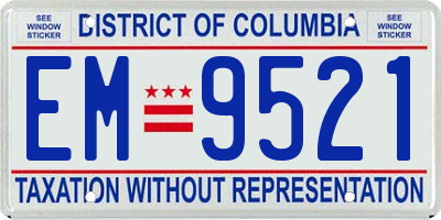 DC license plate EM9521