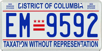 DC license plate EM9592