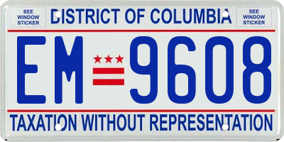 DC license plate EM9608