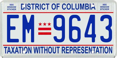 DC license plate EM9643