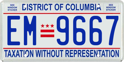 DC license plate EM9667