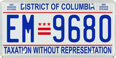 DC license plate EM9680