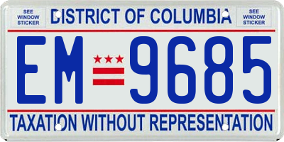 DC license plate EM9685