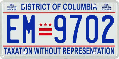 DC license plate EM9702