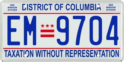 DC license plate EM9704
