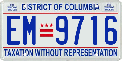 DC license plate EM9716
