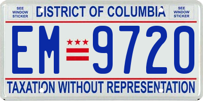DC license plate EM9720