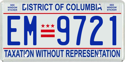 DC license plate EM9721