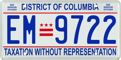 DC license plate EM9722