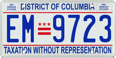 DC license plate EM9723