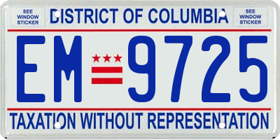DC license plate EM9725