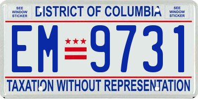 DC license plate EM9731