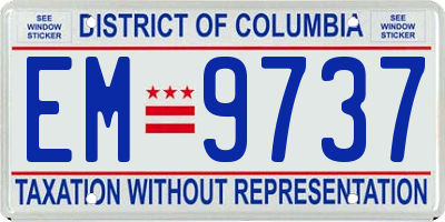 DC license plate EM9737