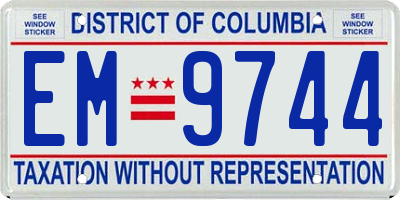 DC license plate EM9744
