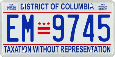DC license plate EM9745