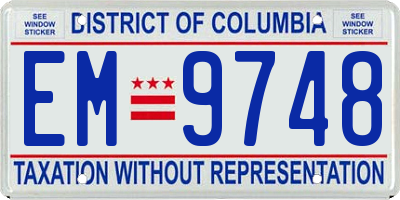 DC license plate EM9748