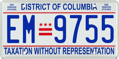DC license plate EM9755