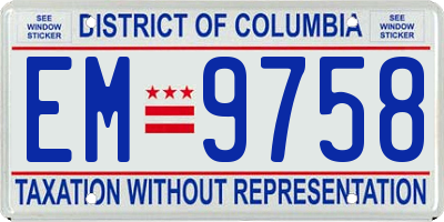 DC license plate EM9758