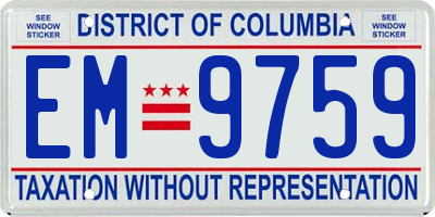 DC license plate EM9759