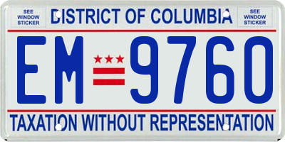 DC license plate EM9760